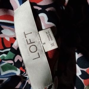 Loft Ann Taylor blouse sleeveless pullover quarter button up XL